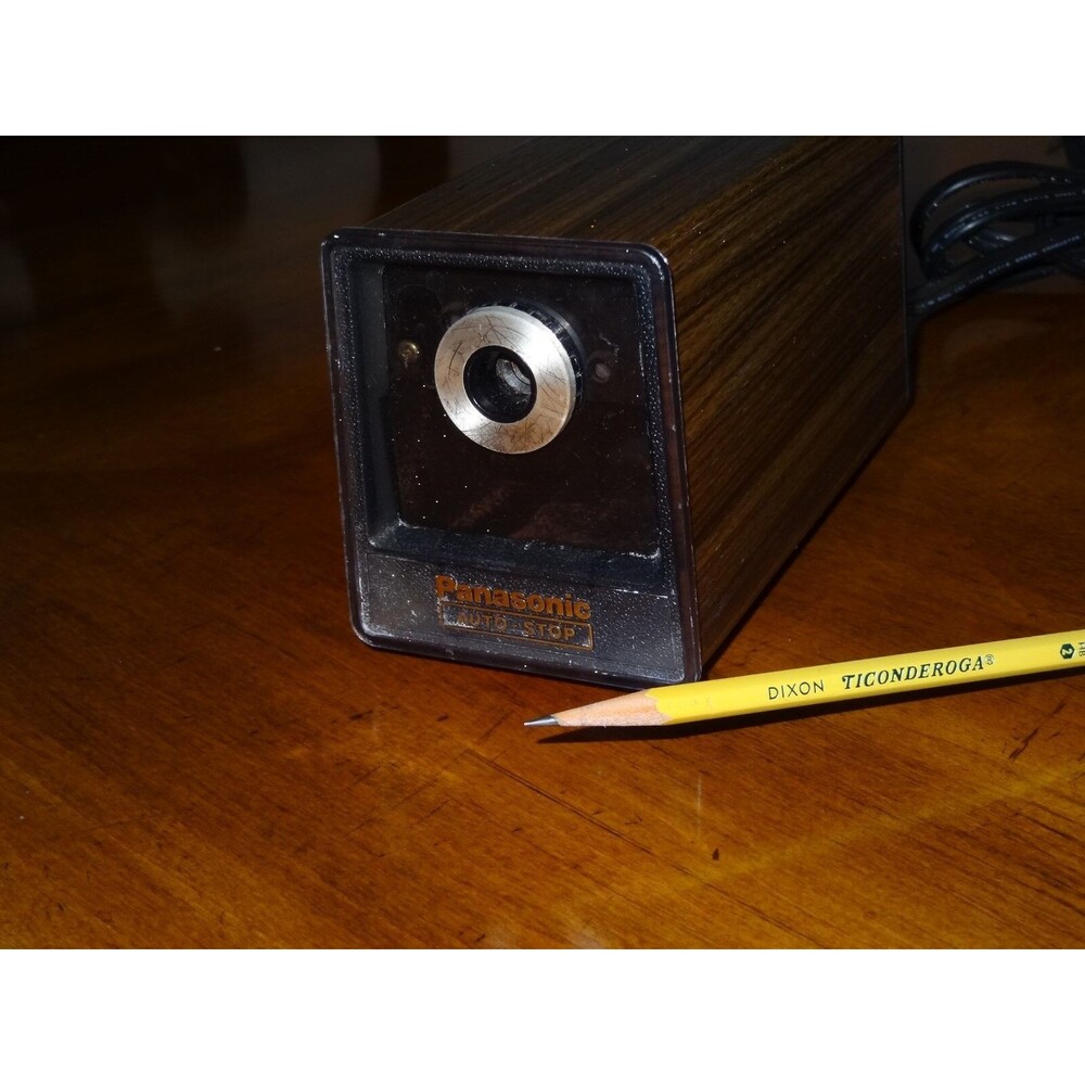 Vtg READ Panasonic KP-77 Auto Stop Electric Pencil Sharpener Japan Wood Grain